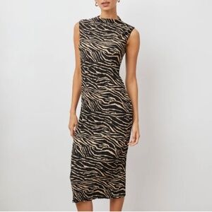 Rails Zebra Plissé Midi Dress - Size Small
